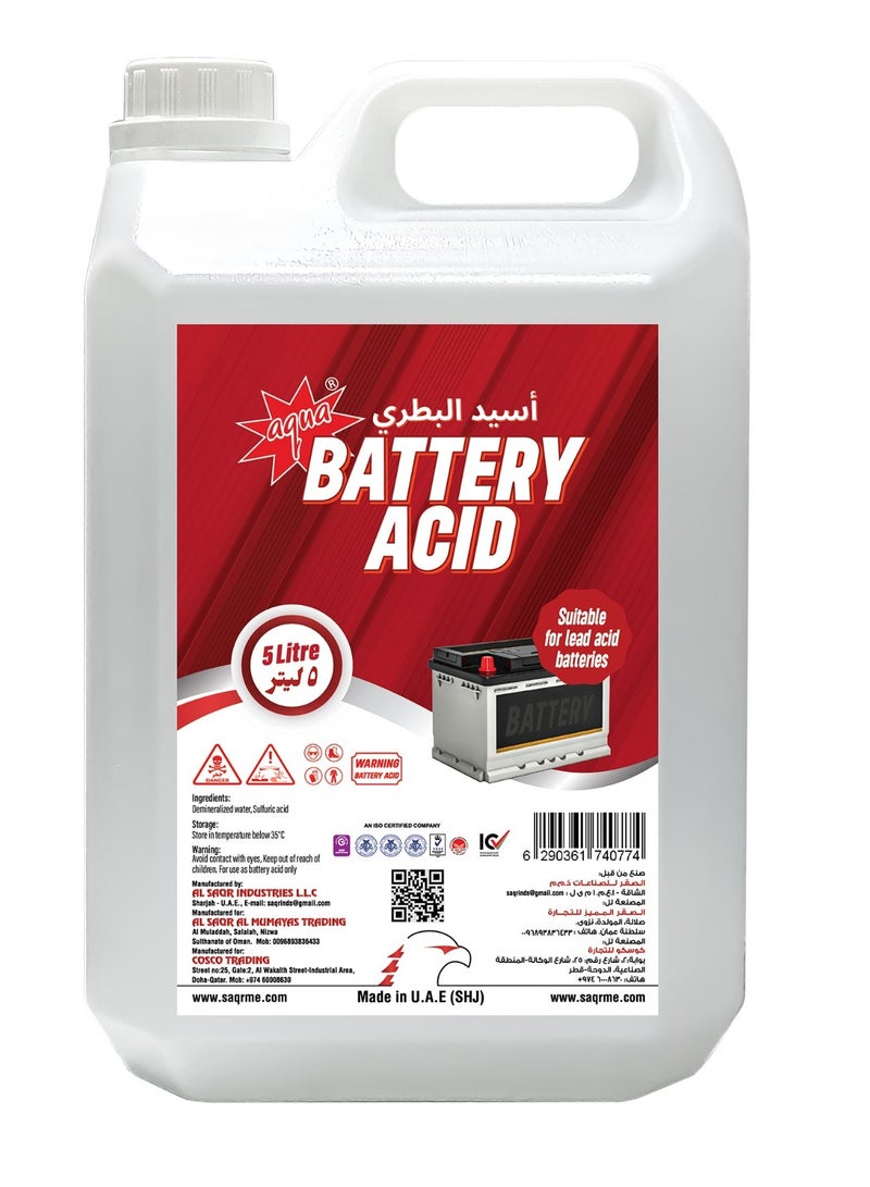 Aqua Battery Acid 5 L – High-Performance Automotive Battery Fluid - Image 1